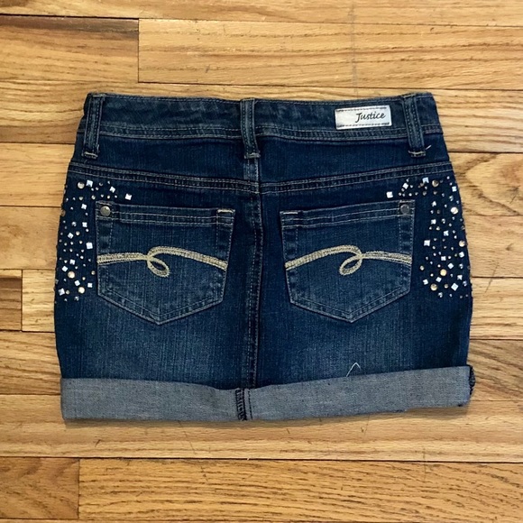 Justice Rhinestone Jean Skort girl’s size 14S - Picture 3 of 6
